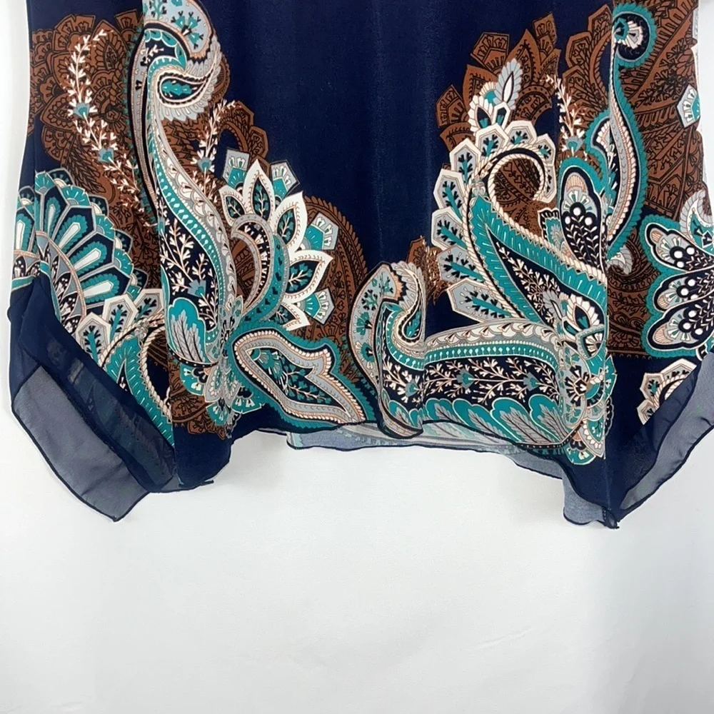 JM Collection 3/4 sleeve studded tunic boho chic Sz M